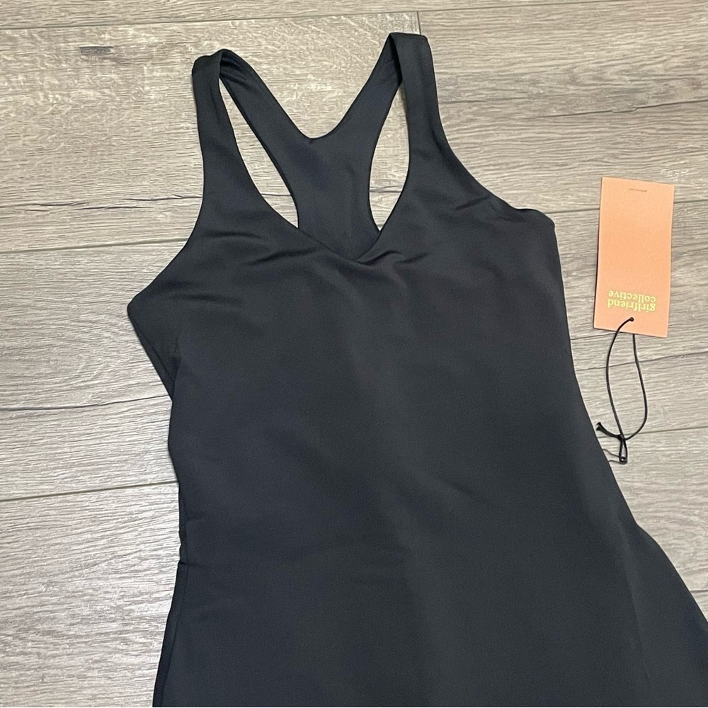 Girlfriend Collective Womens Lola V-Neck Sport Dress Tennis Mini Black Sz XS NWT - Picture 3 of 8